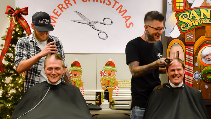 181227 Cox Doctor Head Shave - A Bet's a Bet; Cox Branson Doctors Shave Heads for Toys for Tots