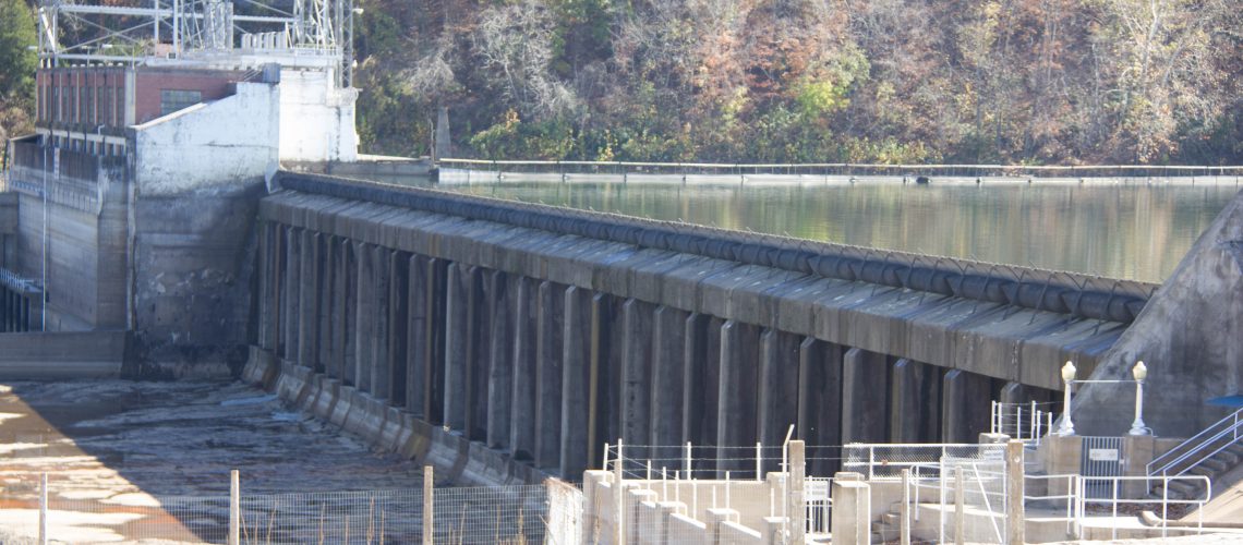 Spillway Gates at Power Site Dam on Lake Taneycomo.