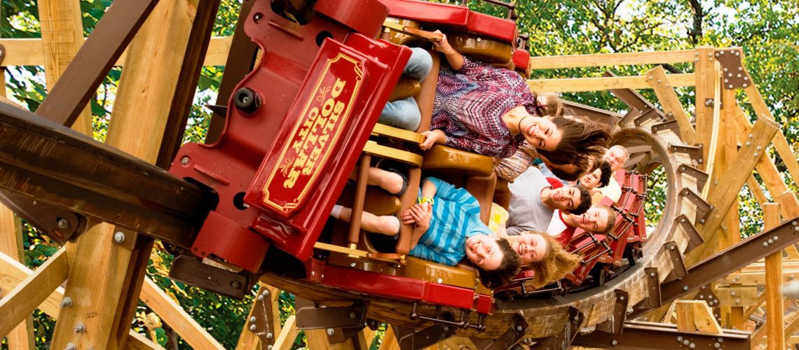 SDC's world class wooden roller coaster, Outlaw Run.