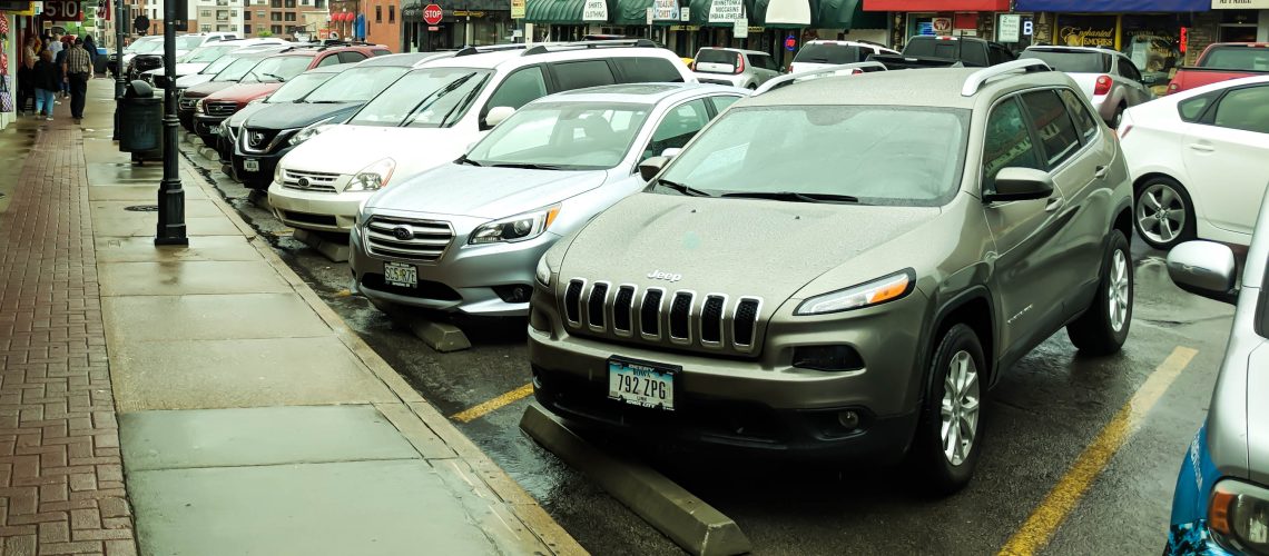 Cars parking on Maint Street in Historic Downtown Branson the afternoon of May 8, 2019.