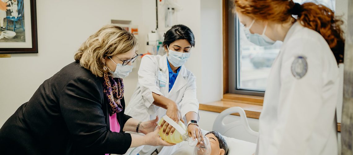 anice Williams instructs students during a simulation lab at the Armstrong McDonald Clinic on the C of O Campus.