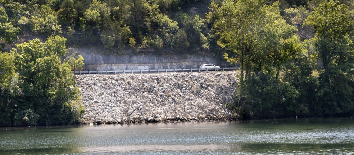 The area with the rocks shows where the repair will be made. (Photo By Gary J. Groman)